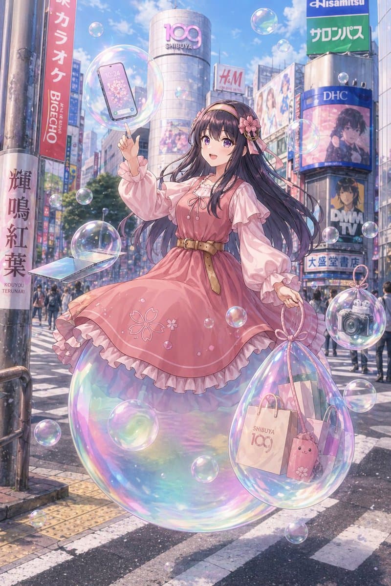 涩谷十字路口的柔和动漫女孩 preview image 1