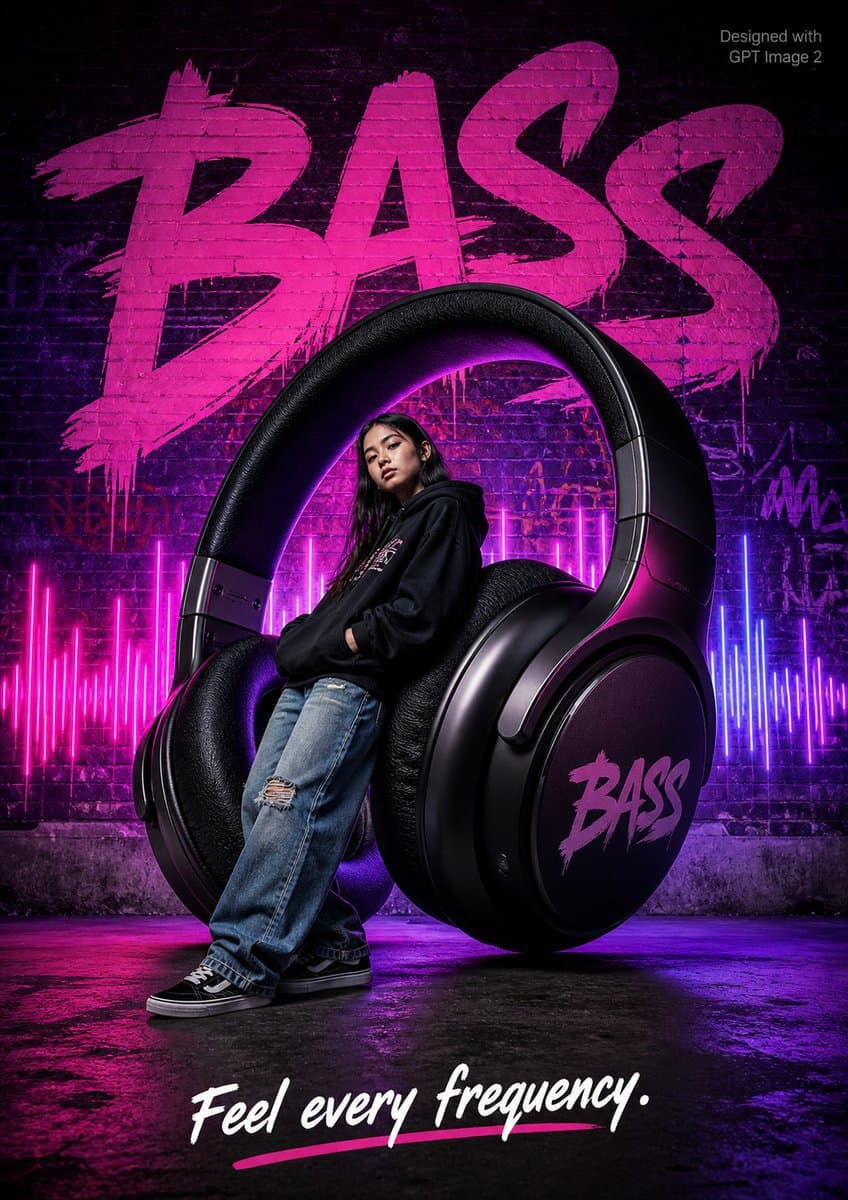 街头服饰 BASS 耳机海报 preview image 1