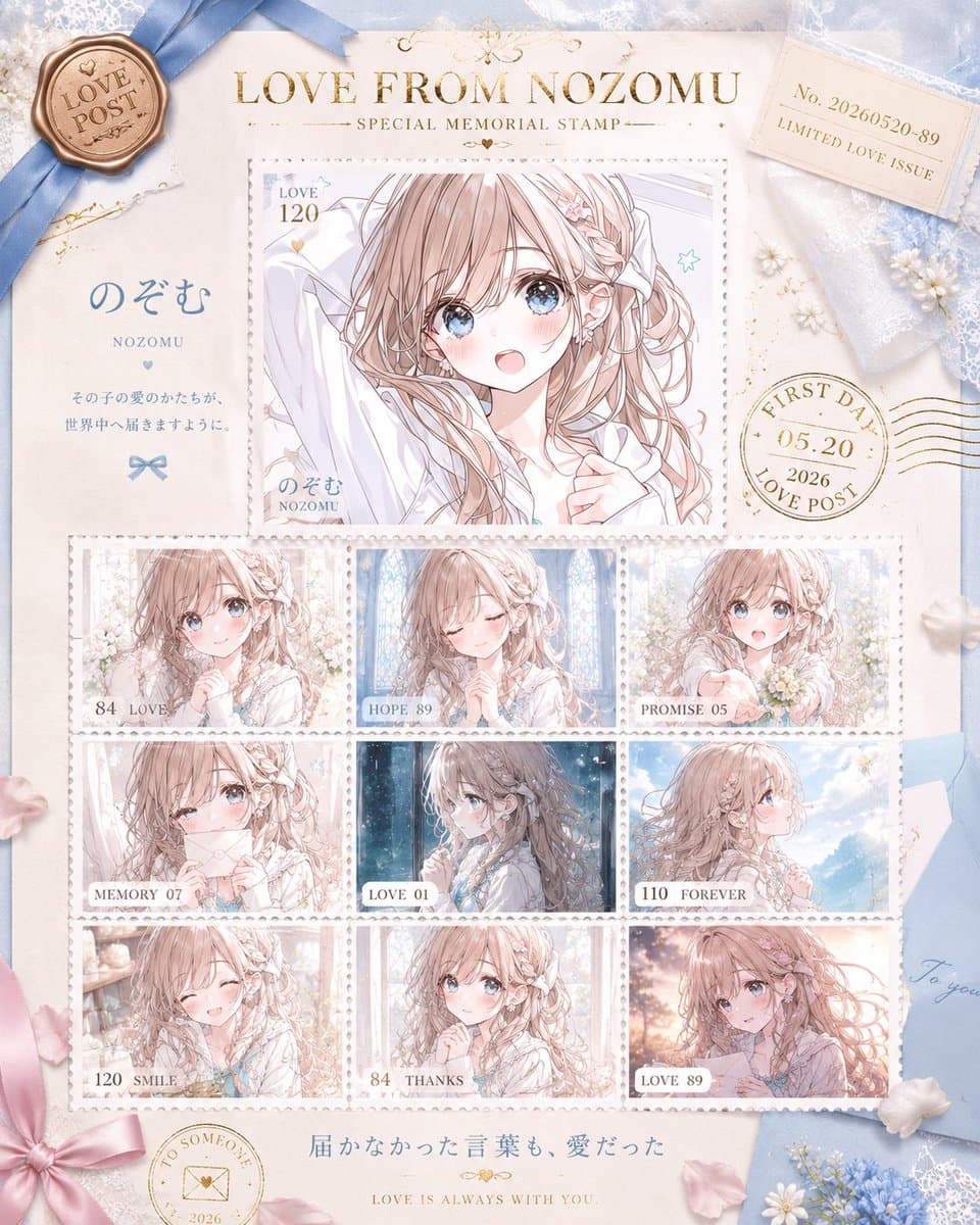 Romantic Anime Love Stamp Sheet preview image 4