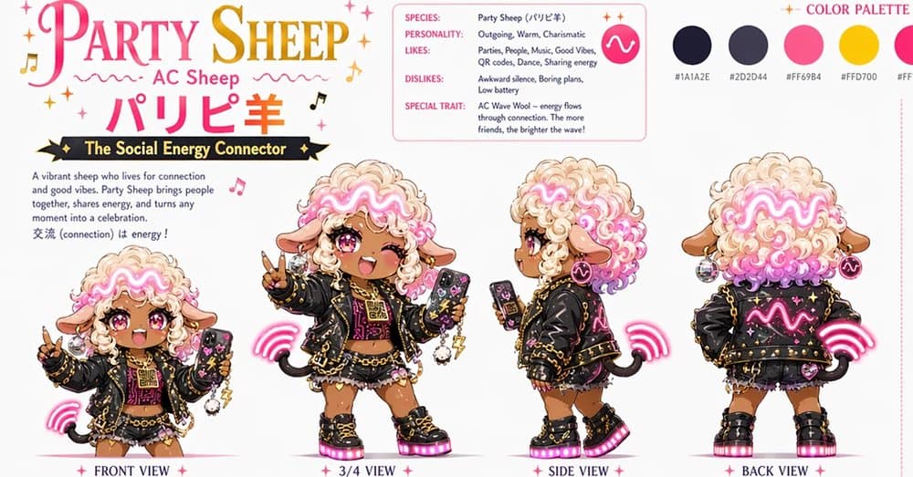 Party Sheep Character Design Sheet preview image 1
