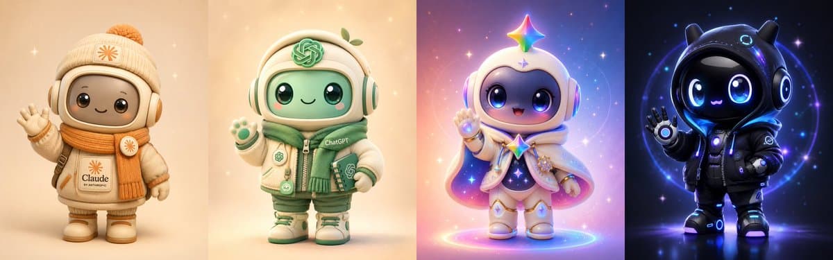 Four Chibi AI Mascot Robots preview image 1
