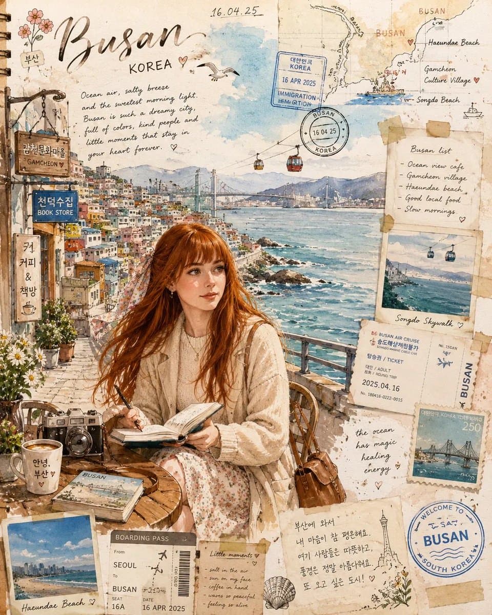 Busan Travel Journal Illustration preview image 1