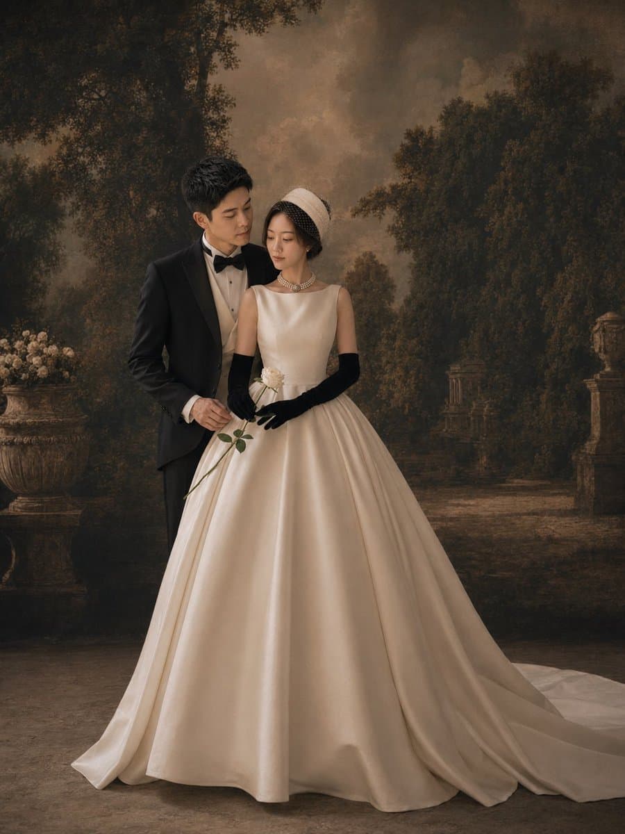 复古花园婚礼肖像 preview image 2