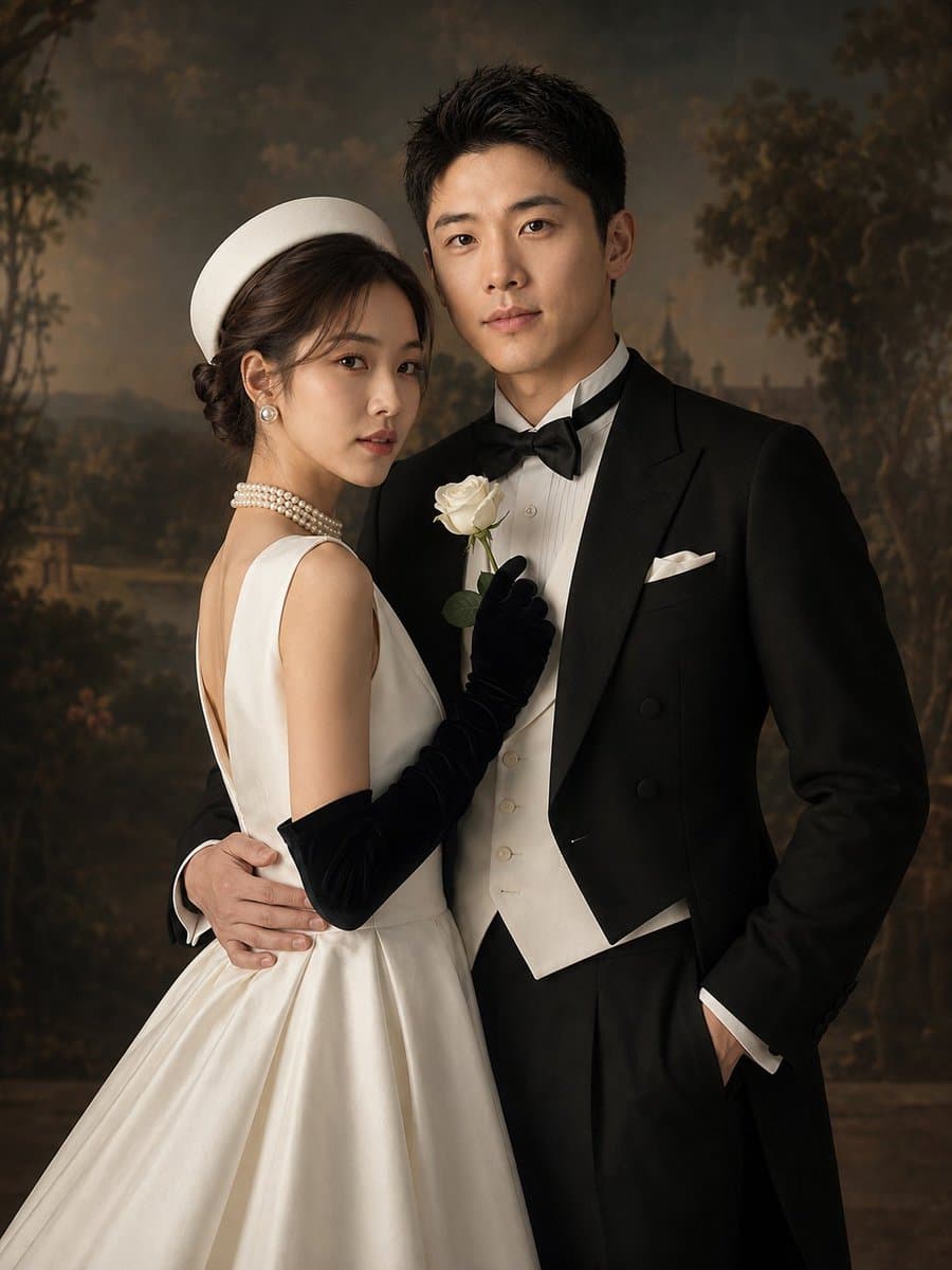 复古花园婚礼肖像 preview image 3