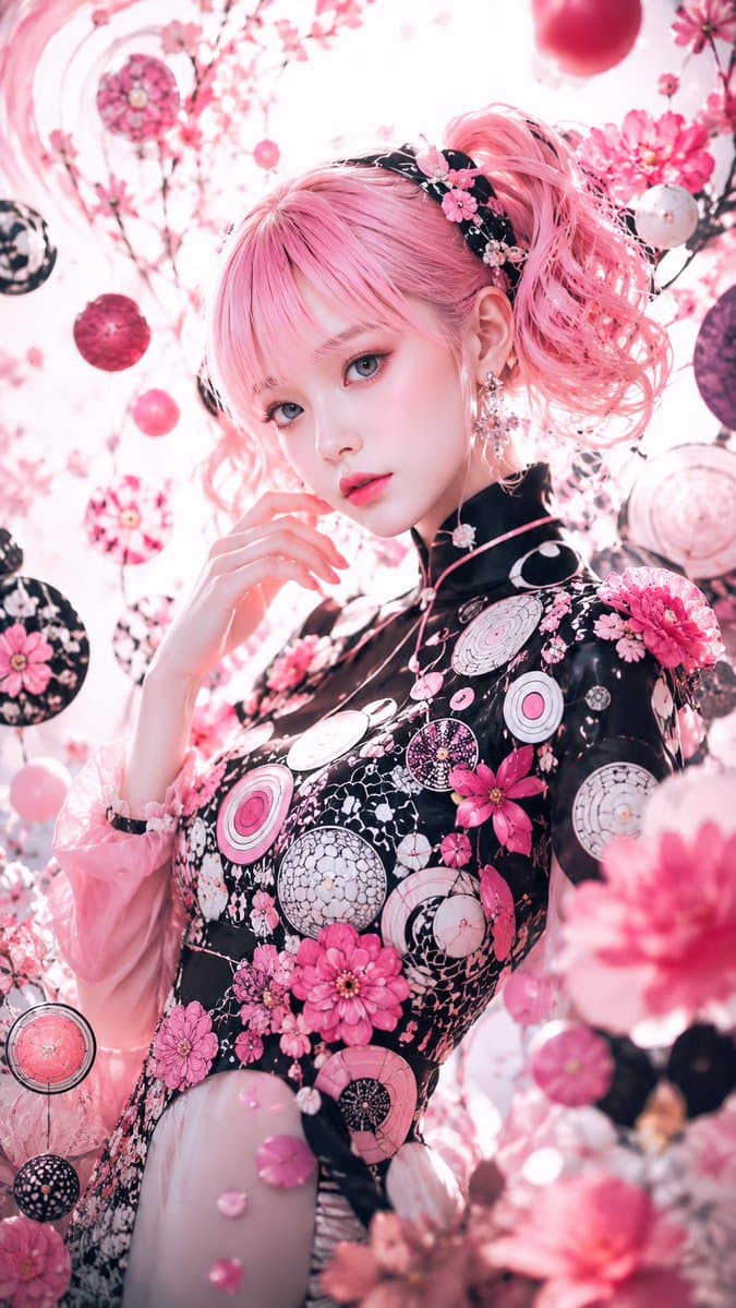 粉色哥特花卉幻想肖像 preview image 2