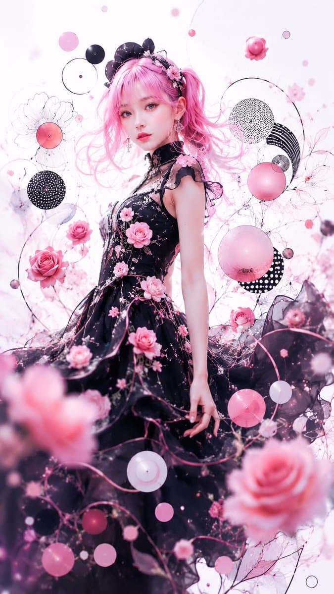 粉色哥特花卉幻想肖像 preview image 3