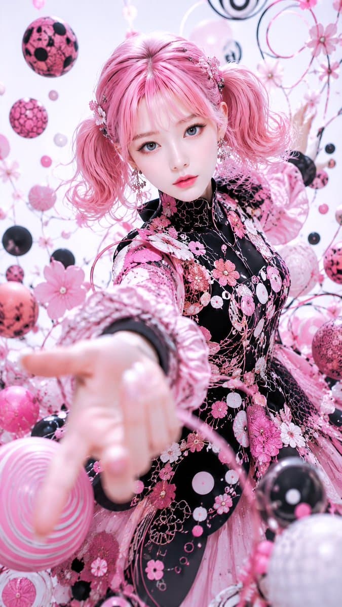 粉色哥特花卉幻想肖像 preview image 4