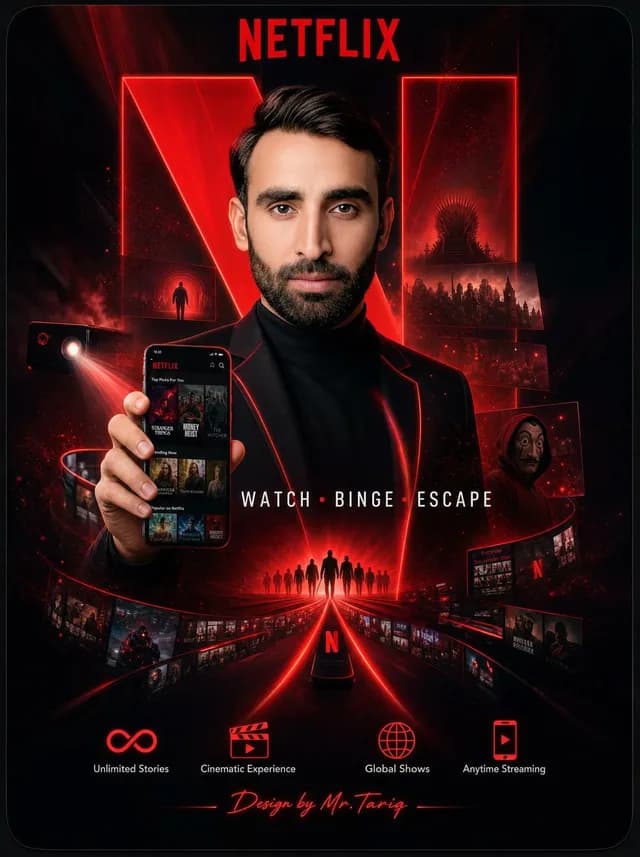 Netflix 霓虹灯流媒体海报 preview image 1