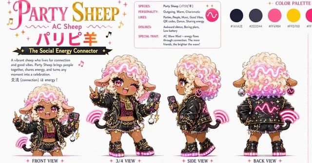 Party Sheep Character Design Sheet preview image 1