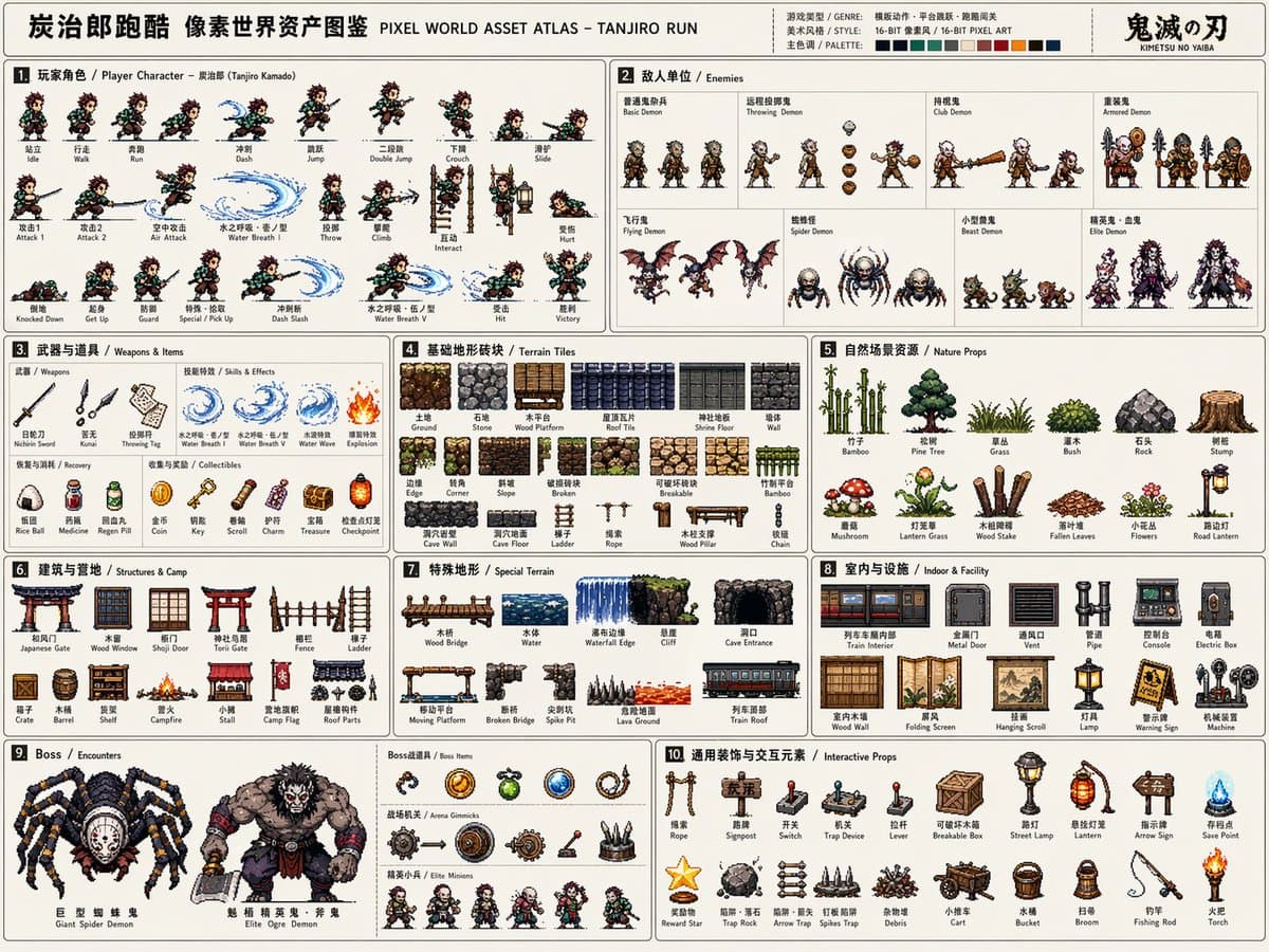 Pixel Game Asset Atlas Template preview image 1