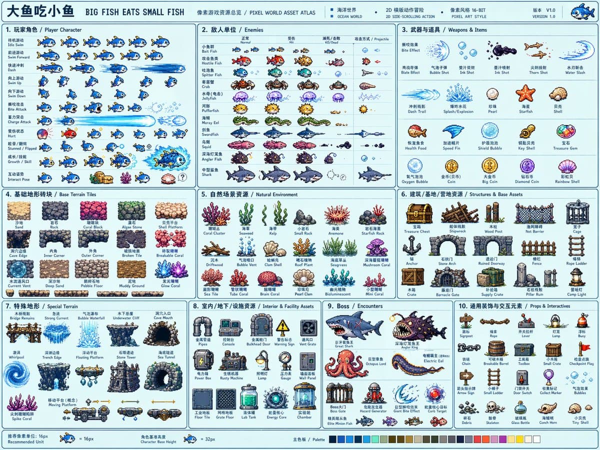 Pixel Game Asset Atlas Template preview image 2