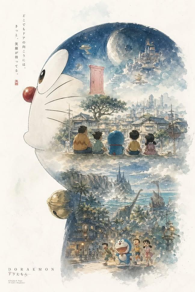 哆啦A梦水彩剪影梦境 preview image 1