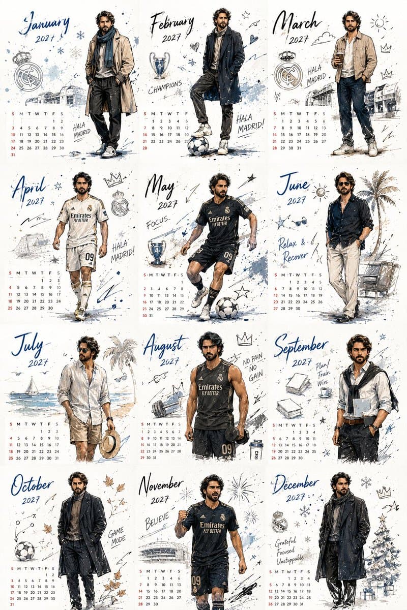 Korean Style Desktop Calendar 2027 preview image 1