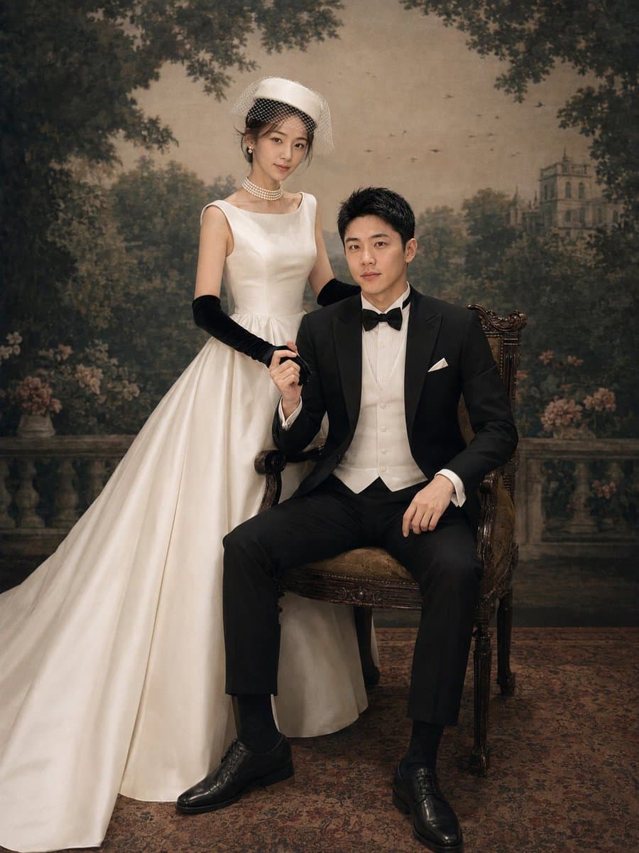 复古花园婚礼肖像 preview image 4