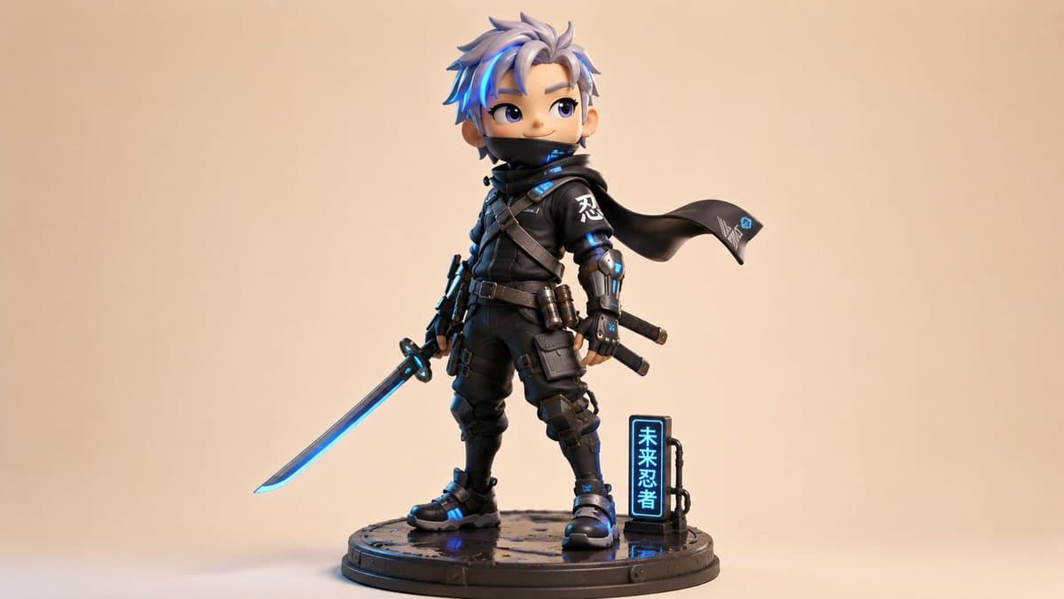 Chibi Cyber Ninja Figurine preview image 1