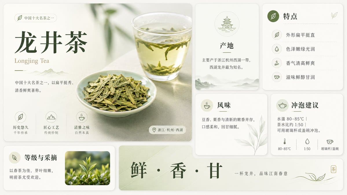 Clean Longjing Tea Infographic Upscale preview image 2