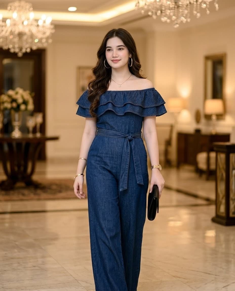 Luxury Hotel Denim Jumpsuit Portrait preview image 1